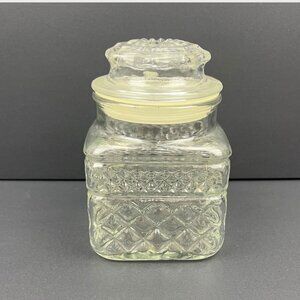 🔵 2/$15 ~ Anchor Hocking‎ Wexford Clear Square Glass Jar Canister with Lid 5.2"